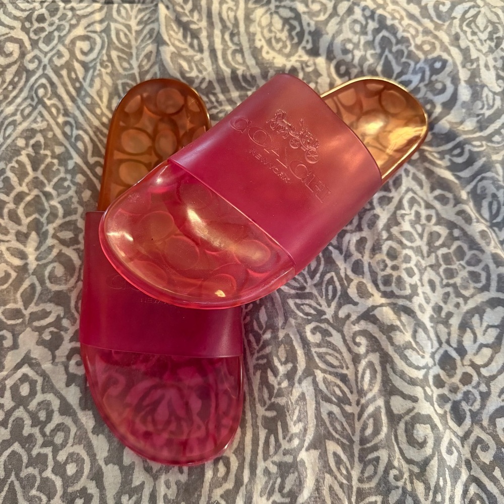 Coach Ulyssa Rubber Pink Slide Sandals